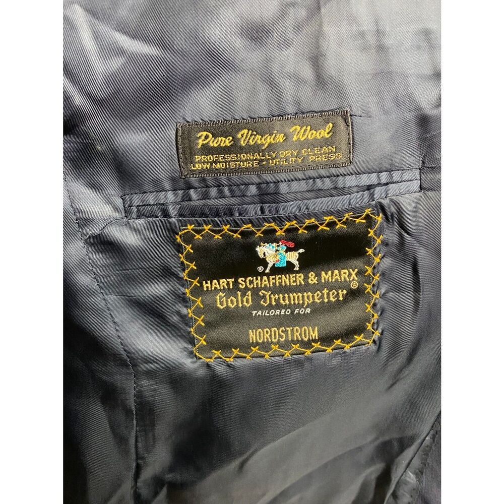 44L - Hart Shaffner & Marx Gold Trumpeter Blue Blazer - Picture 3 of 6